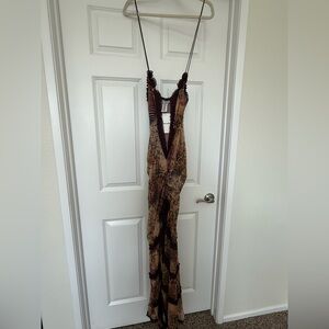 Open Neck Maxi Dress in Leopard